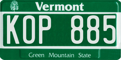 VT license plate KOP885