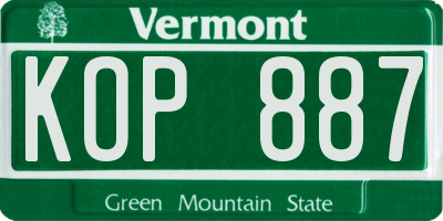 VT license plate KOP887