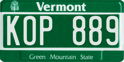 VT license plate KOP889