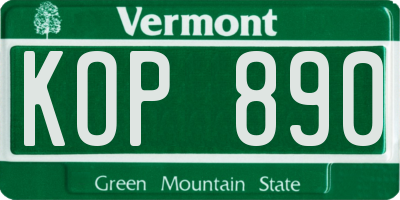 VT license plate KOP890