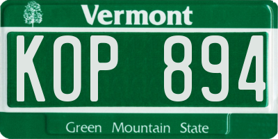 VT license plate KOP894