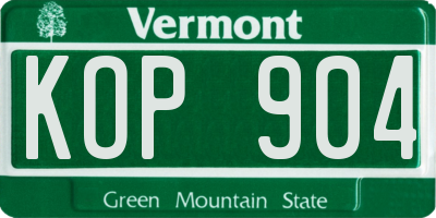 VT license plate KOP904
