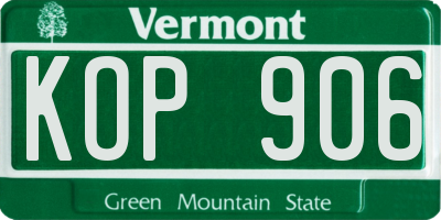 VT license plate KOP906