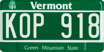 VT license plate KOP918