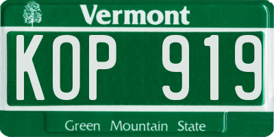 VT license plate KOP919
