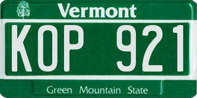 VT license plate KOP921