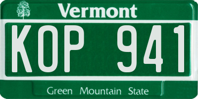 VT license plate KOP941