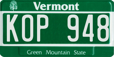 VT license plate KOP948