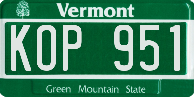 VT license plate KOP951
