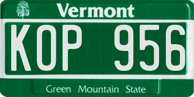 VT license plate KOP956