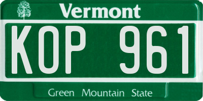 VT license plate KOP961