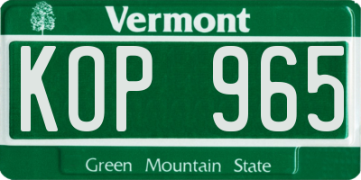 VT license plate KOP965