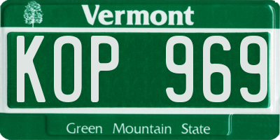 VT license plate KOP969