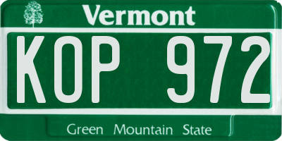 VT license plate KOP972