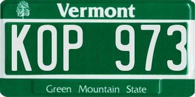 VT license plate KOP973