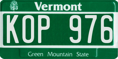 VT license plate KOP976