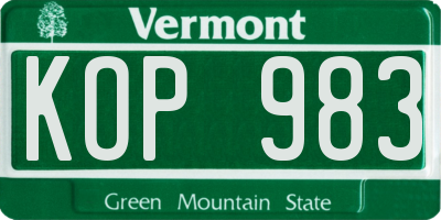 VT license plate KOP983