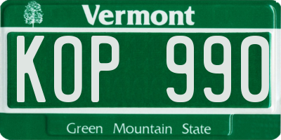 VT license plate KOP990