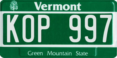 VT license plate KOP997