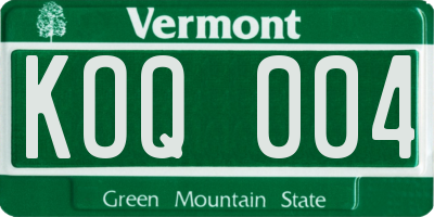 VT license plate KOQ004