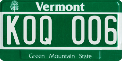 VT license plate KOQ006