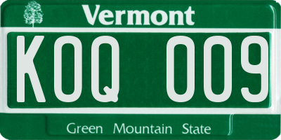 VT license plate KOQ009