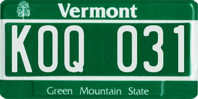 VT license plate KOQ031