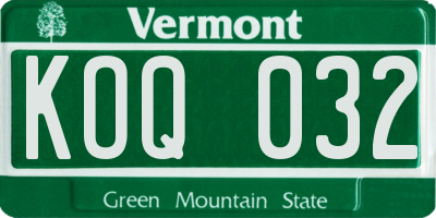 VT license plate KOQ032