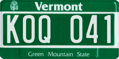 VT license plate KOQ041