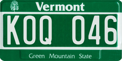 VT license plate KOQ046