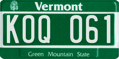 VT license plate KOQ061