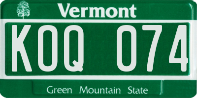 VT license plate KOQ074