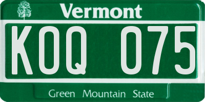VT license plate KOQ075