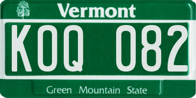 VT license plate KOQ082