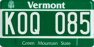 VT license plate KOQ085
