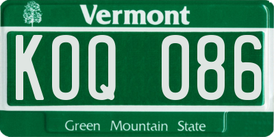 VT license plate KOQ086