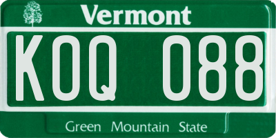 VT license plate KOQ088