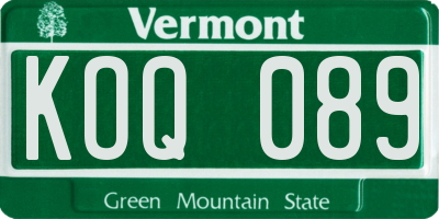 VT license plate KOQ089
