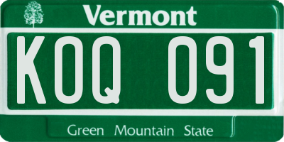 VT license plate KOQ091