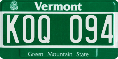 VT license plate KOQ094