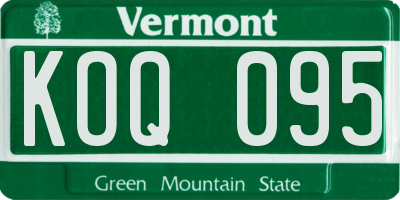 VT license plate KOQ095