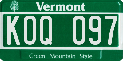 VT license plate KOQ097