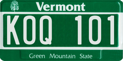 VT license plate KOQ101