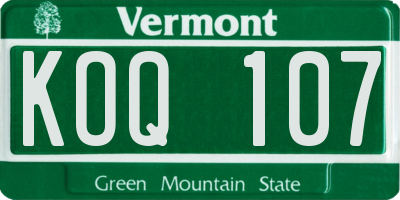 VT license plate KOQ107