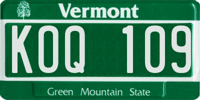 VT license plate KOQ109