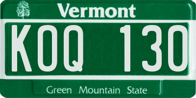 VT license plate KOQ130