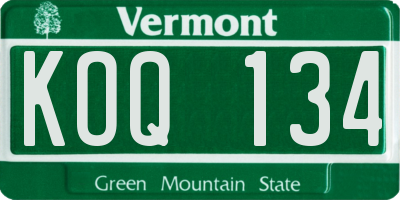 VT license plate KOQ134