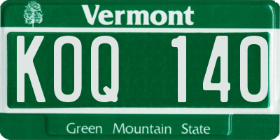 VT license plate KOQ140