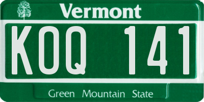 VT license plate KOQ141
