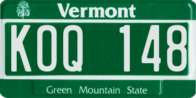 VT license plate KOQ148